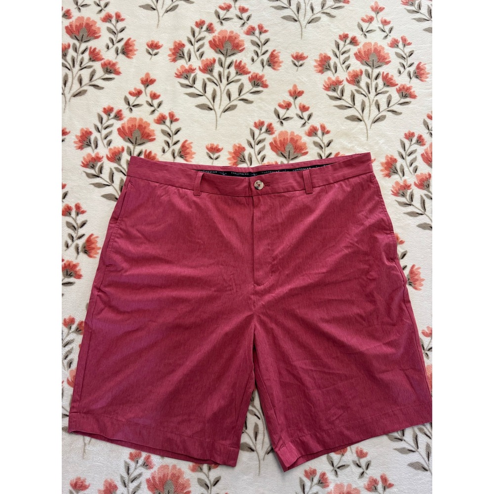 TailorByrd Collection Mens Chino Shorts Size 36 Red Heathered Flat Front Golf